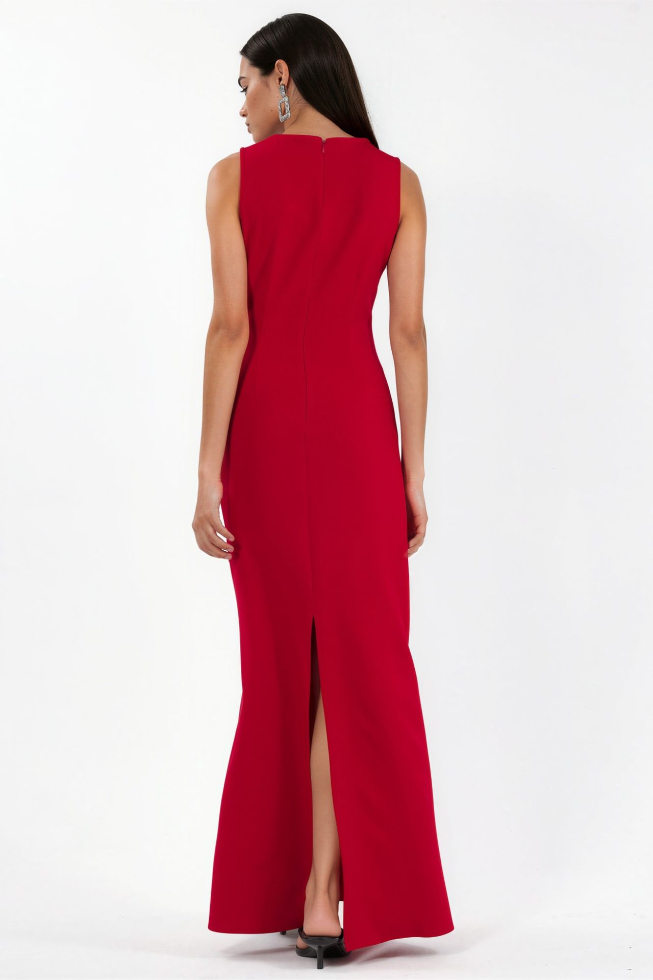 Crew Neck Maxi Dress with Cape Accessory 4