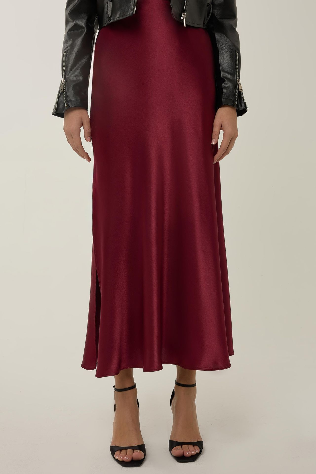 Maxi Satin Skirt with Side Slit