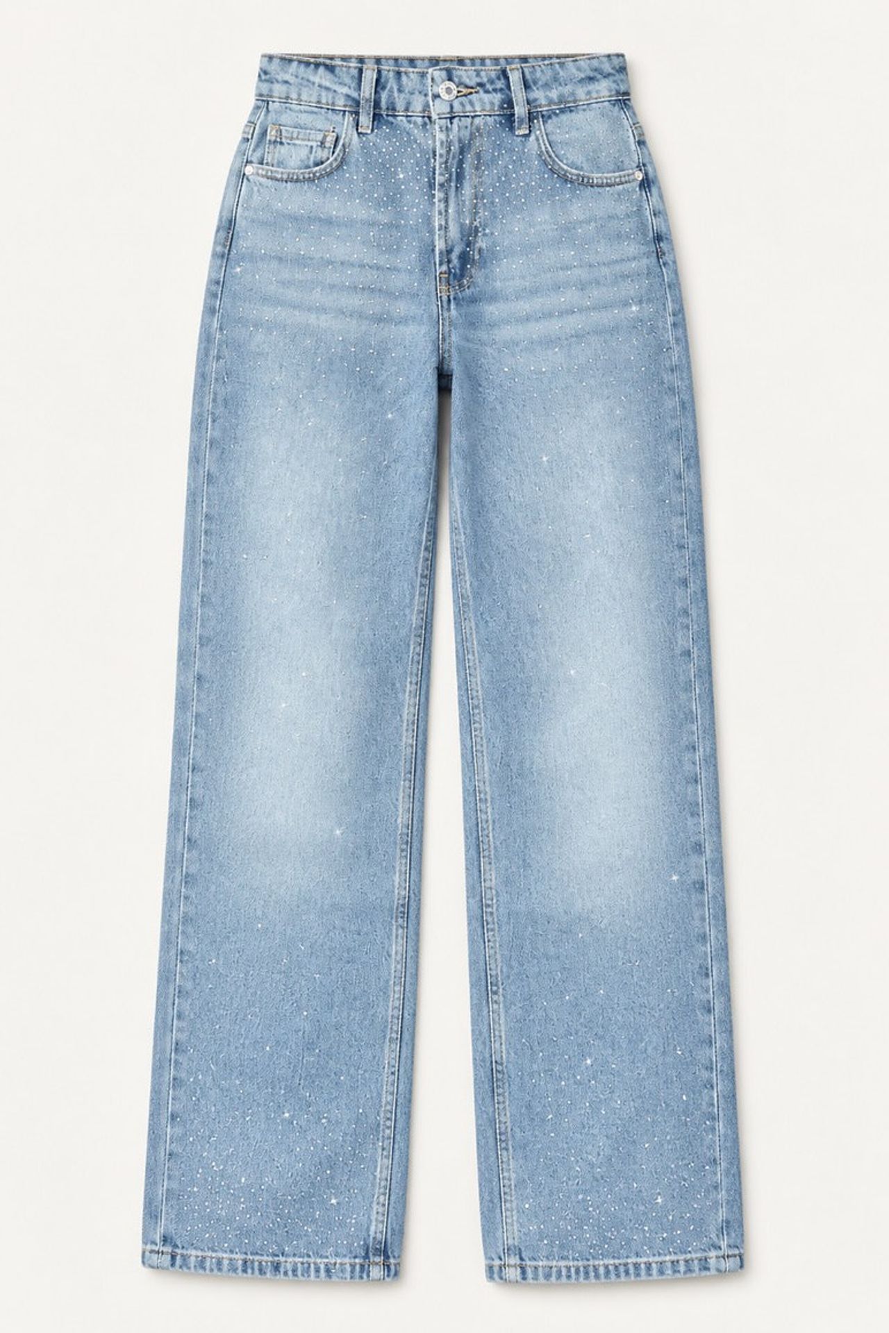 Sparkly Straight Fit Wide Leg Jeans 5