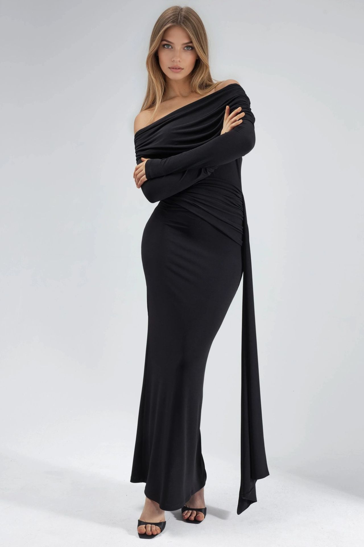 Asymmetrical Bodycon Maxi Dress with Slit 1
