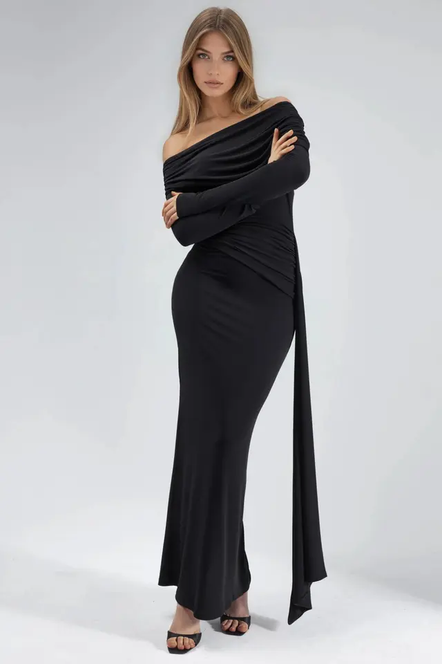 Asymmetrical Bodycon Maxi Dress with Slit