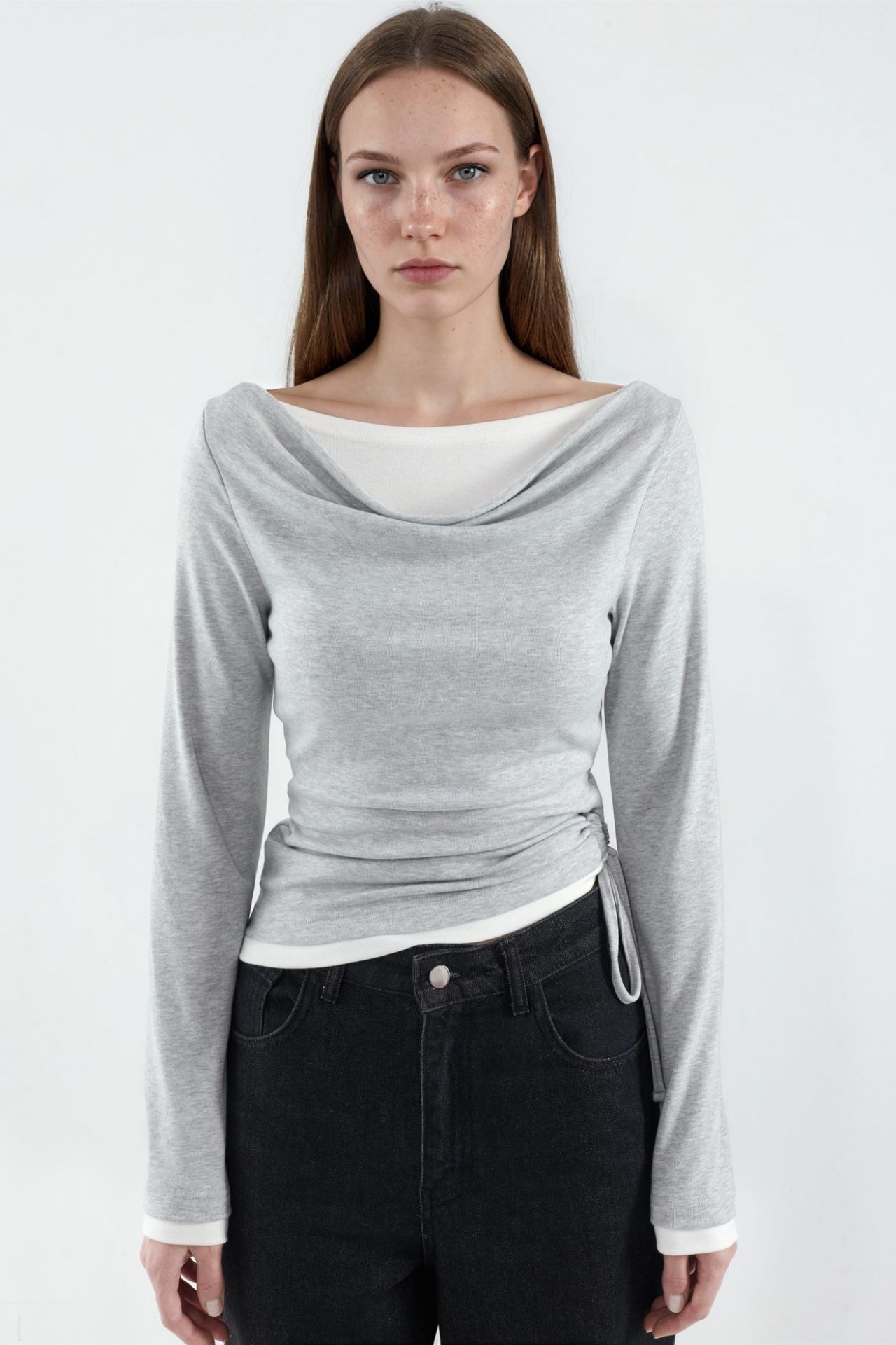 Color Block Soft Blouse with Cowl Neck 5
