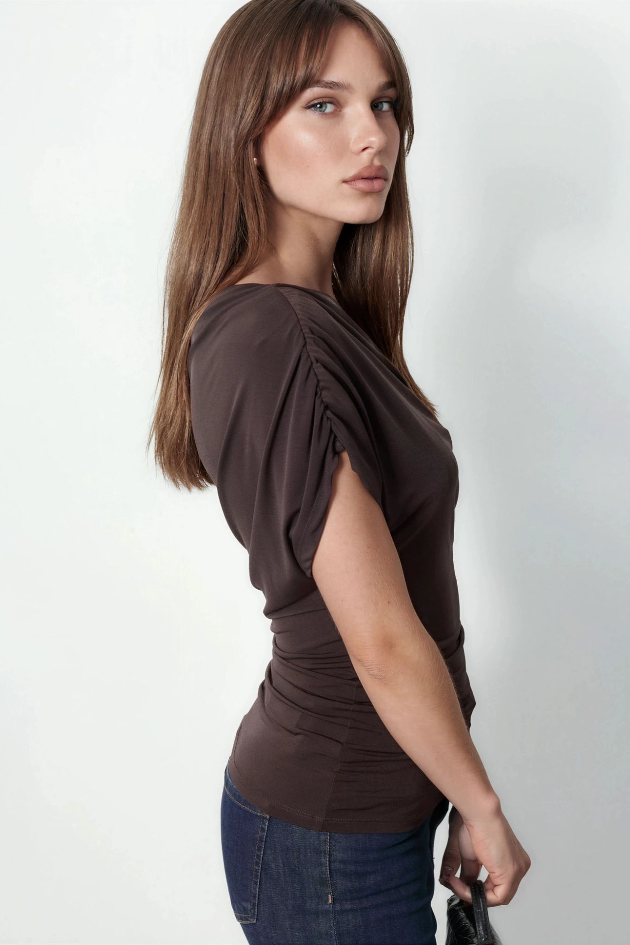 Asymmetrical Collar Short Sleeve Blouse 2