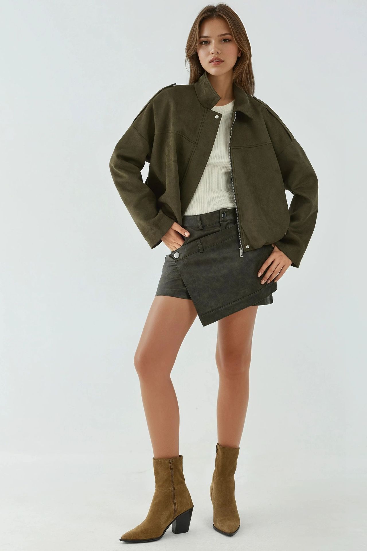 Soft Textured Suede Bomber Jacket 5