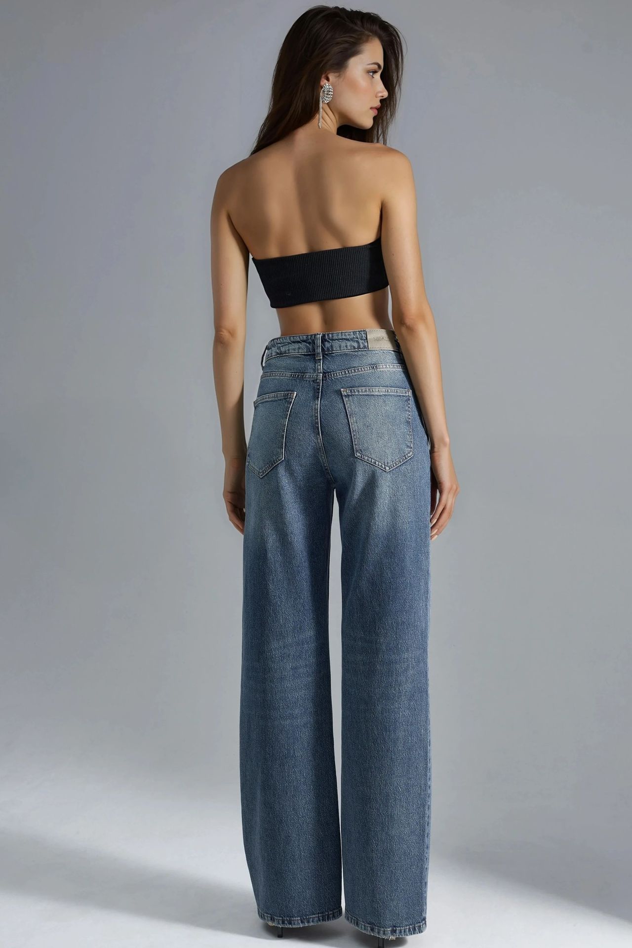 SQUALO High Waist Wide Leg Denim Jeans 4
