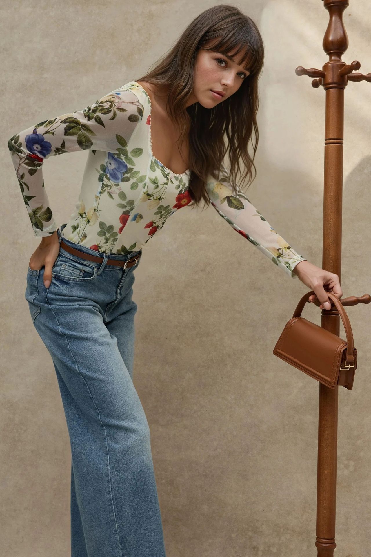 Heart Collar Printed Long Sleeve Top 3
