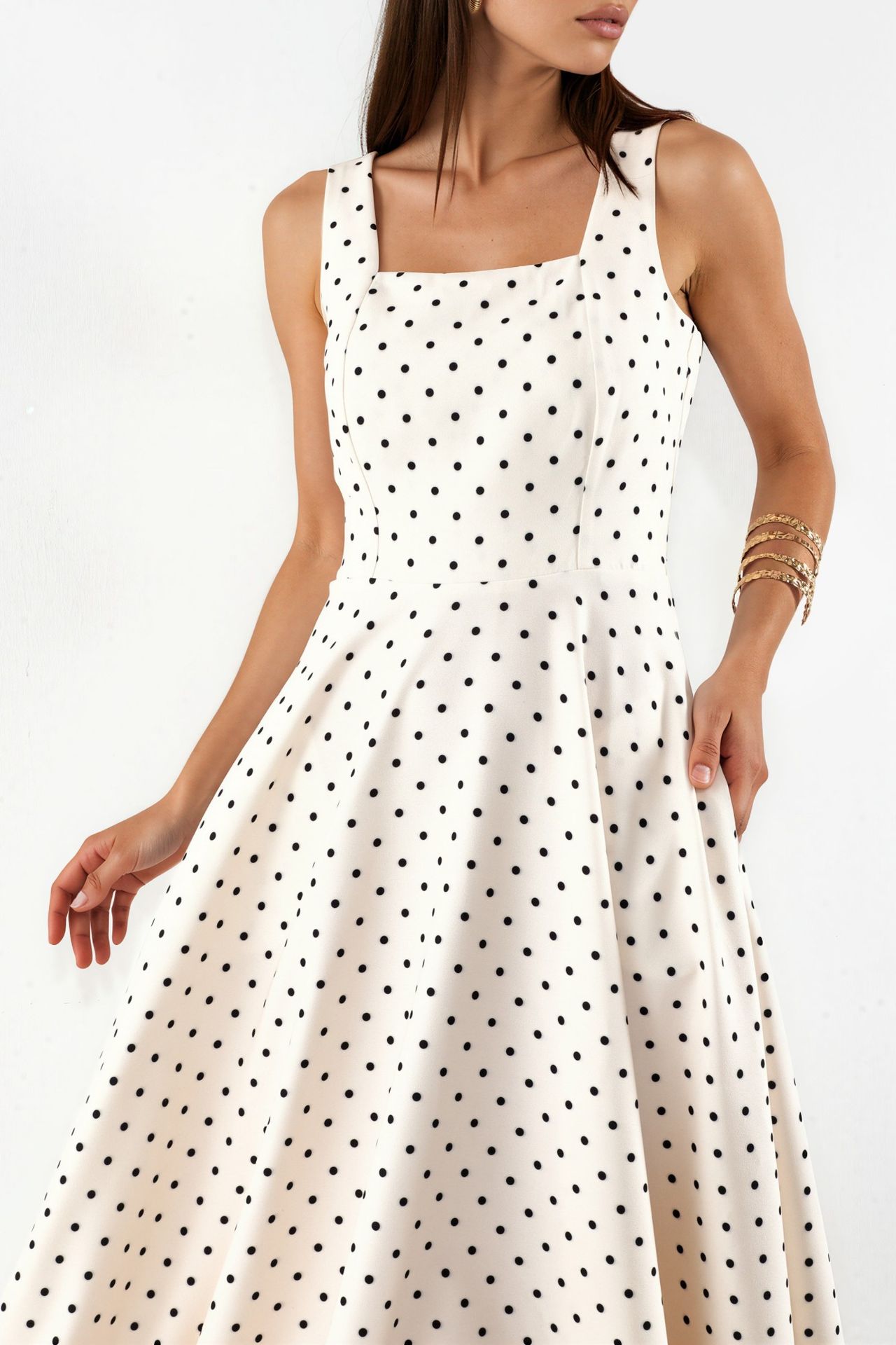 Polka Dot Tie Detail Midi Dress 6