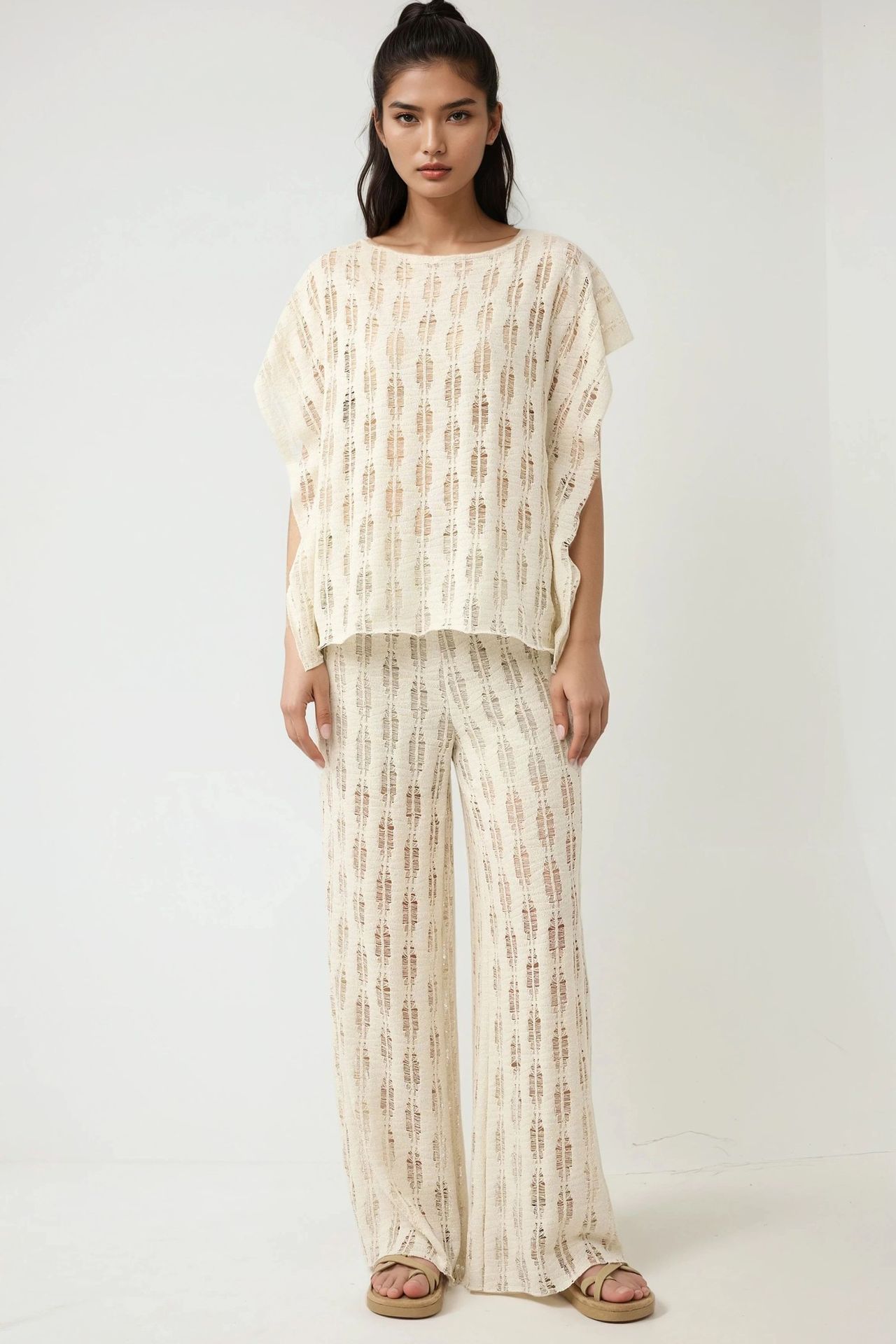 Boat Neck Destroyed Knit Top Pika Collection 5
