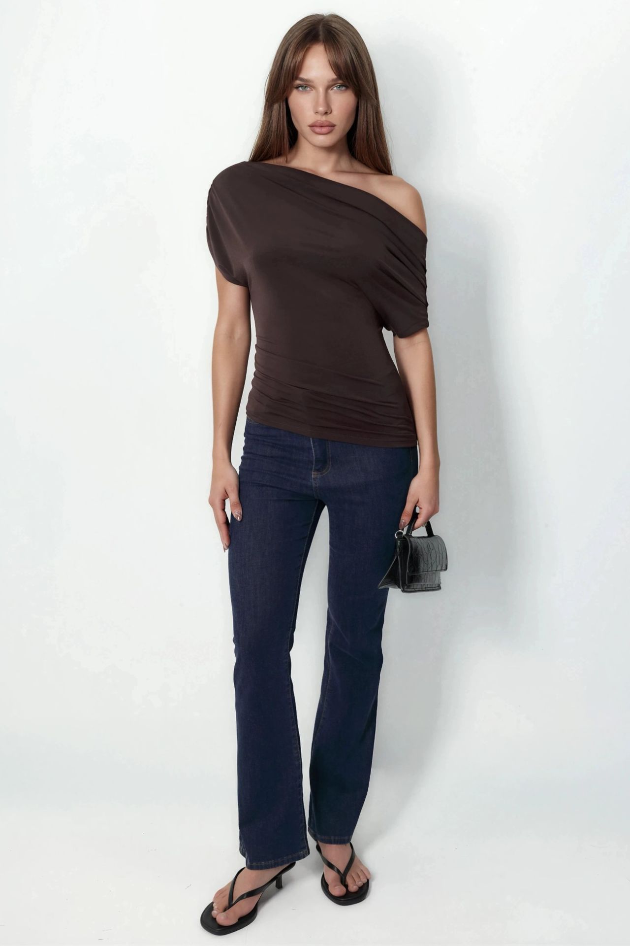 Asymmetrical Collar Short Sleeve Blouse 4