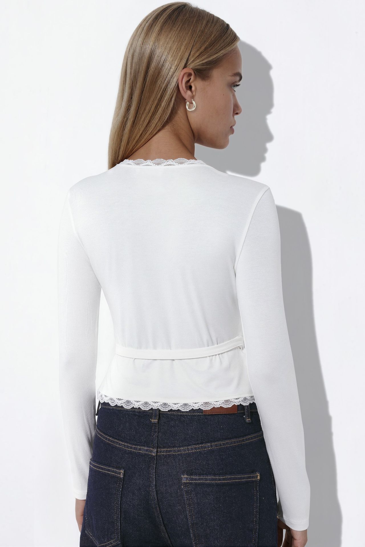 Wrap Lace Detail Soft Knit Crop Top 3