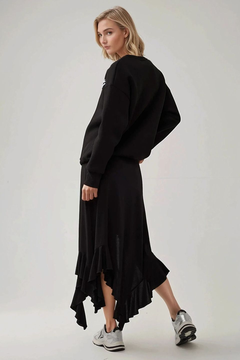 Maxi Ruffle Drape Skirt