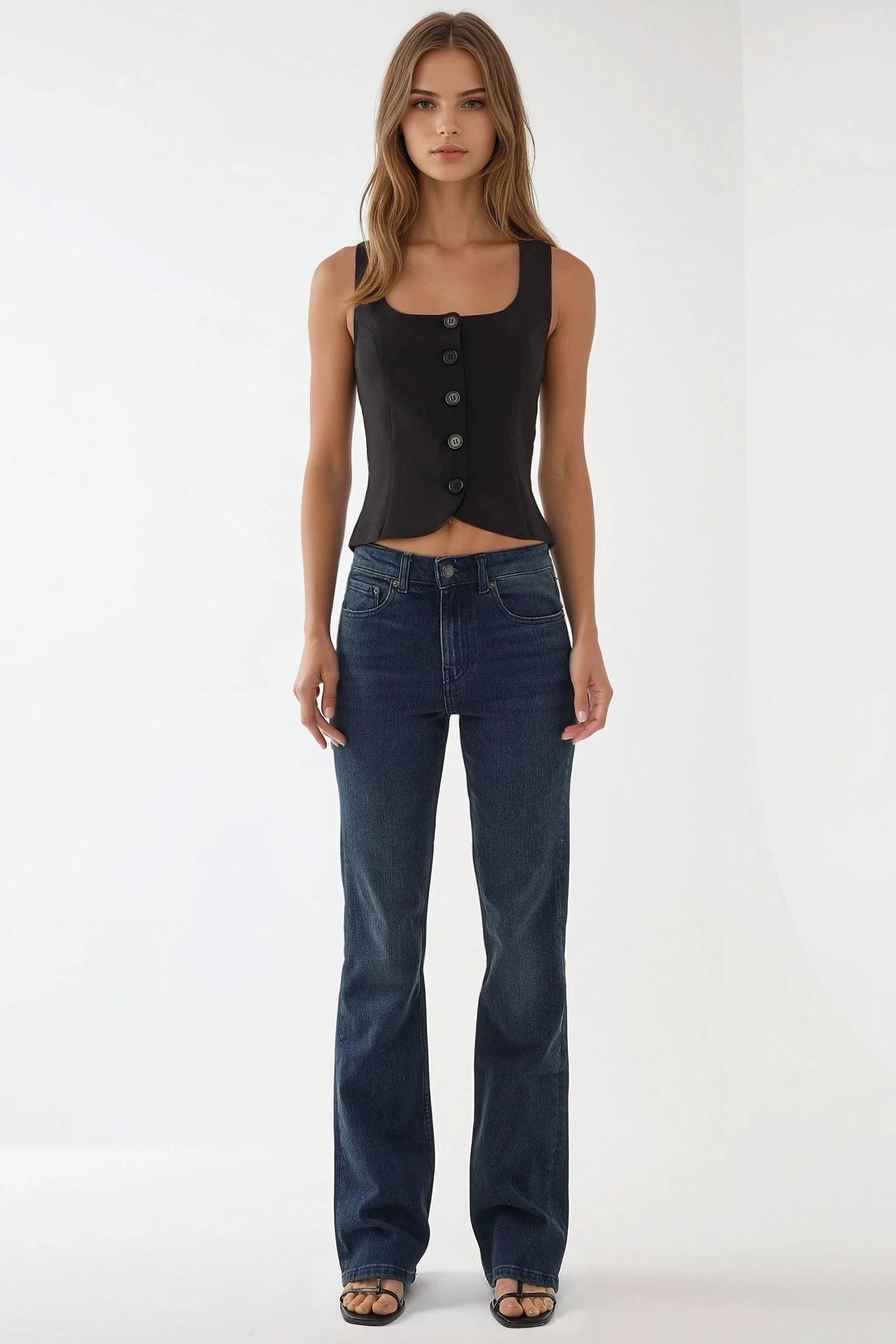 Fitted Square Collar Waistcoat