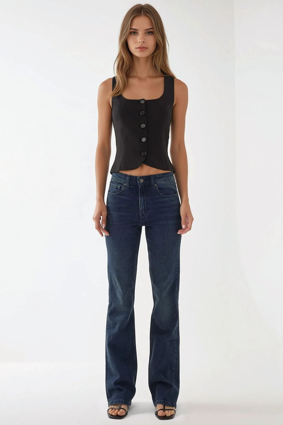 Fitted Square Collar Waistcoat