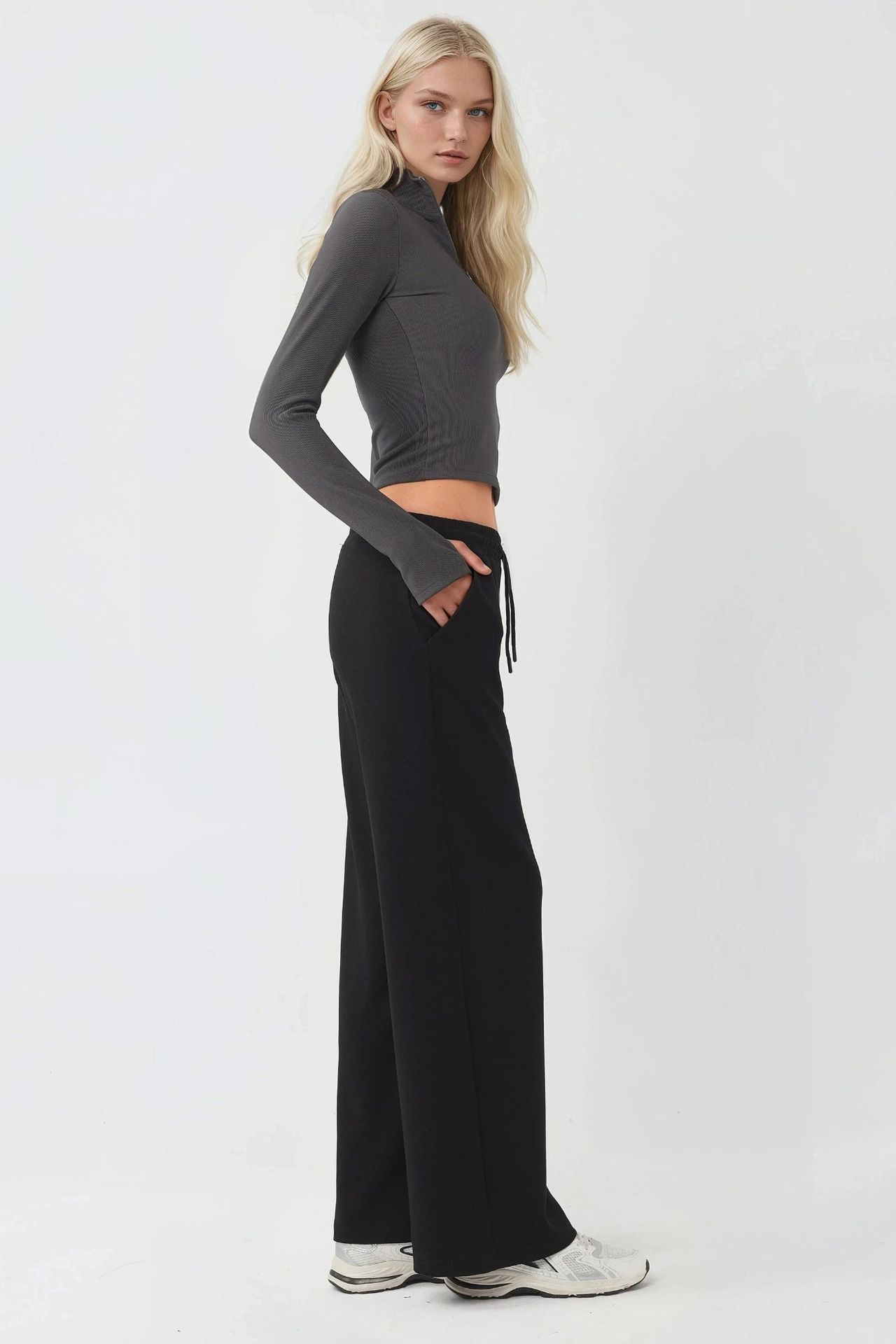 Elastic Waist Soft Touch Palazzo Sweatpants 2