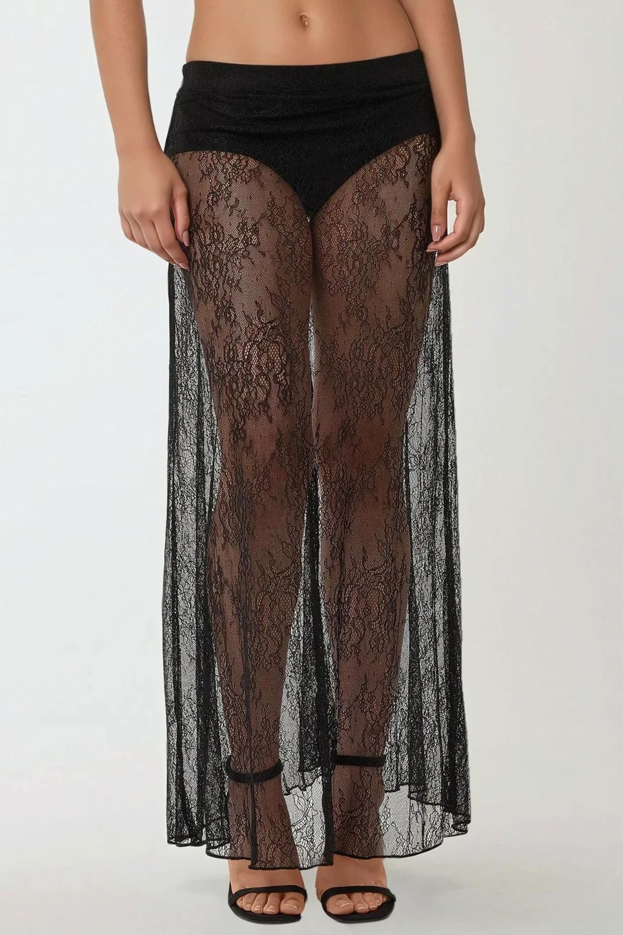 High Waist Lace Maxi Skirt