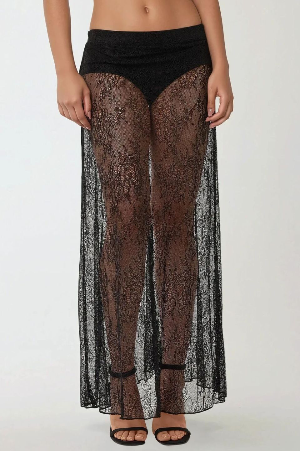 High Waist Lace Maxi Skirt
