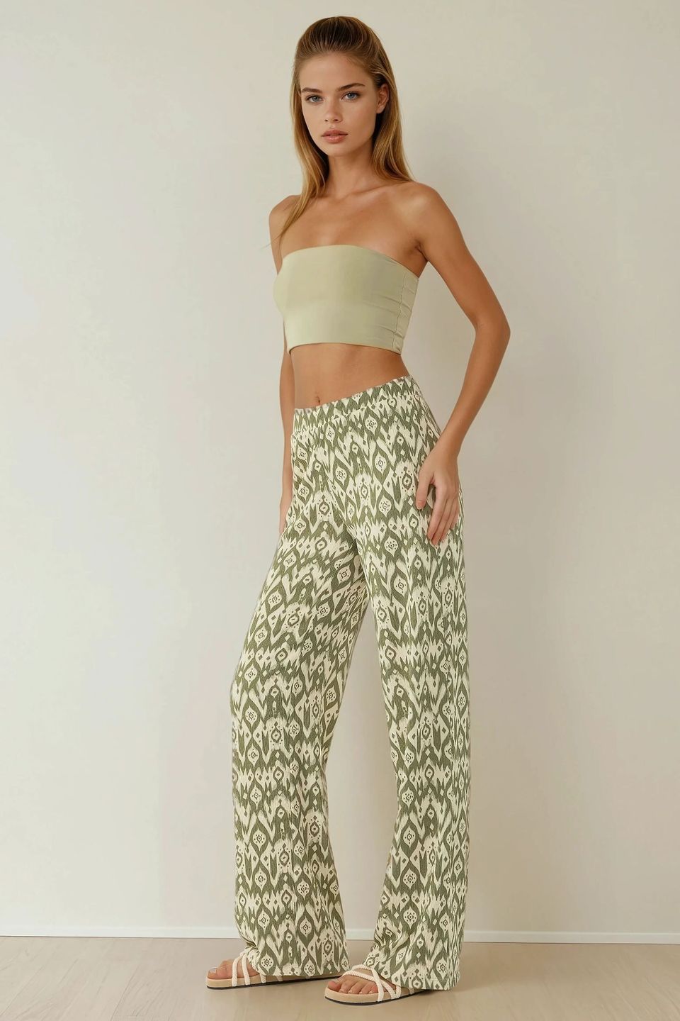 High Waist Wide Leg Patterned Pants