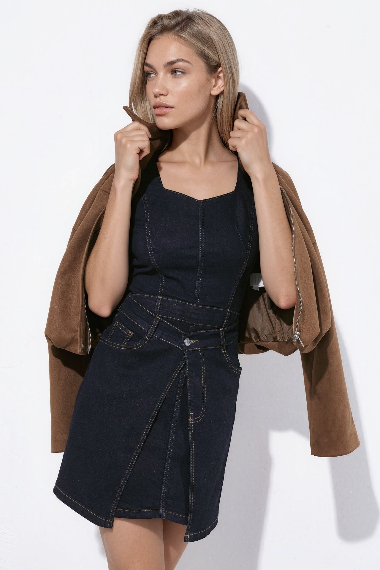 Strappy Denim Mini Dress 2
