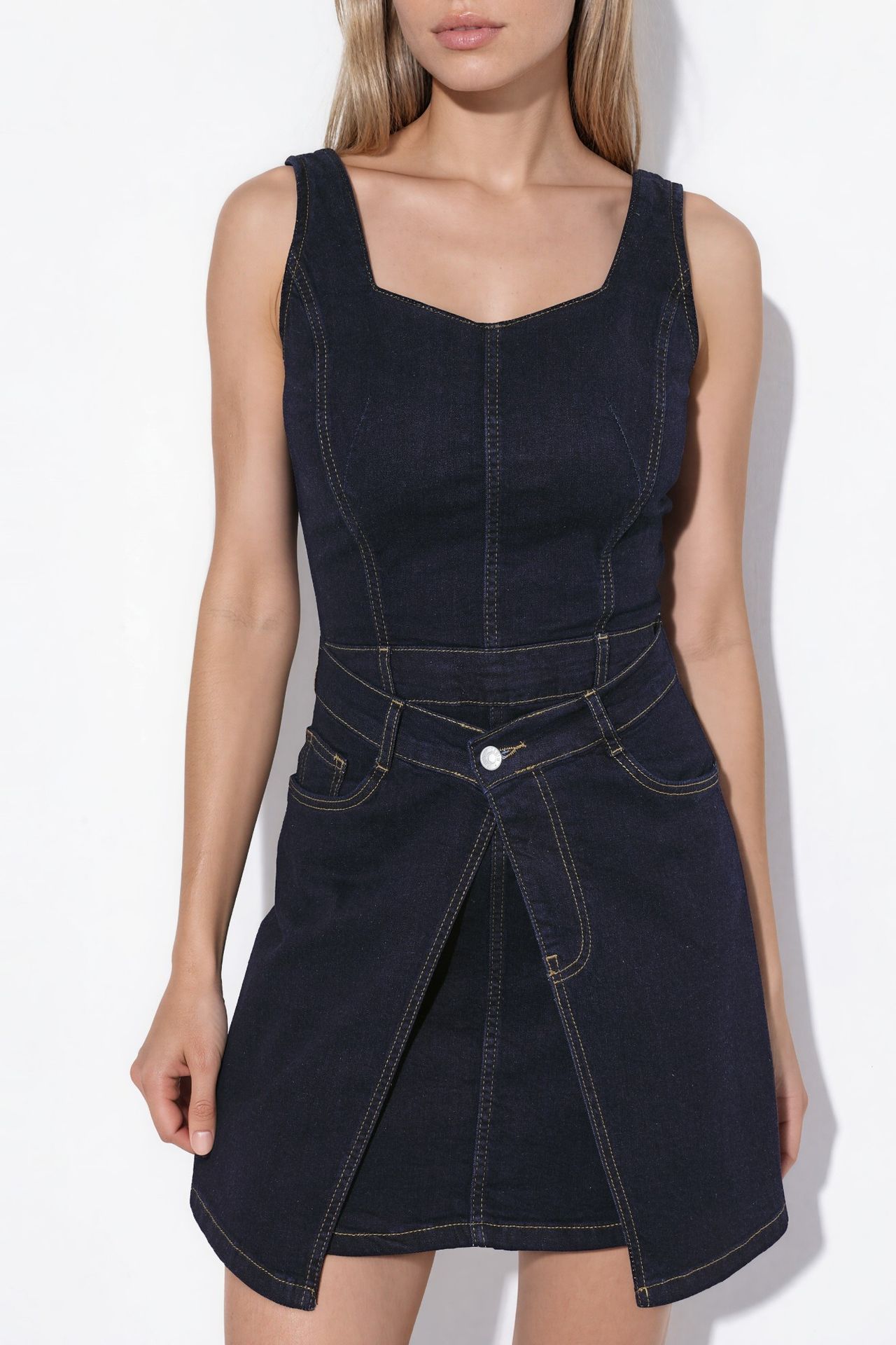 Strappy Denim Mini Dress 4