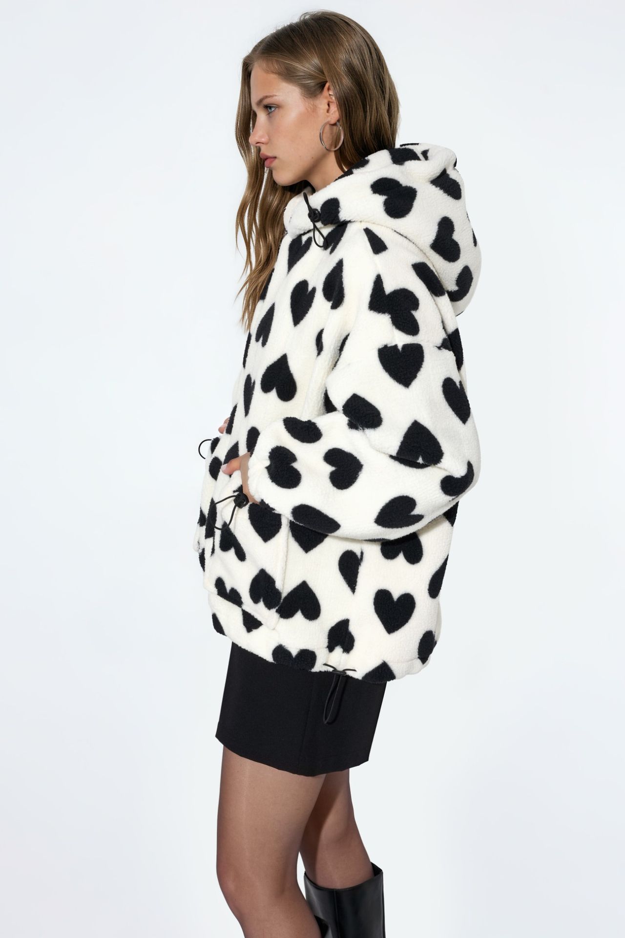 Heart Patterned Sherpa Jacket 2