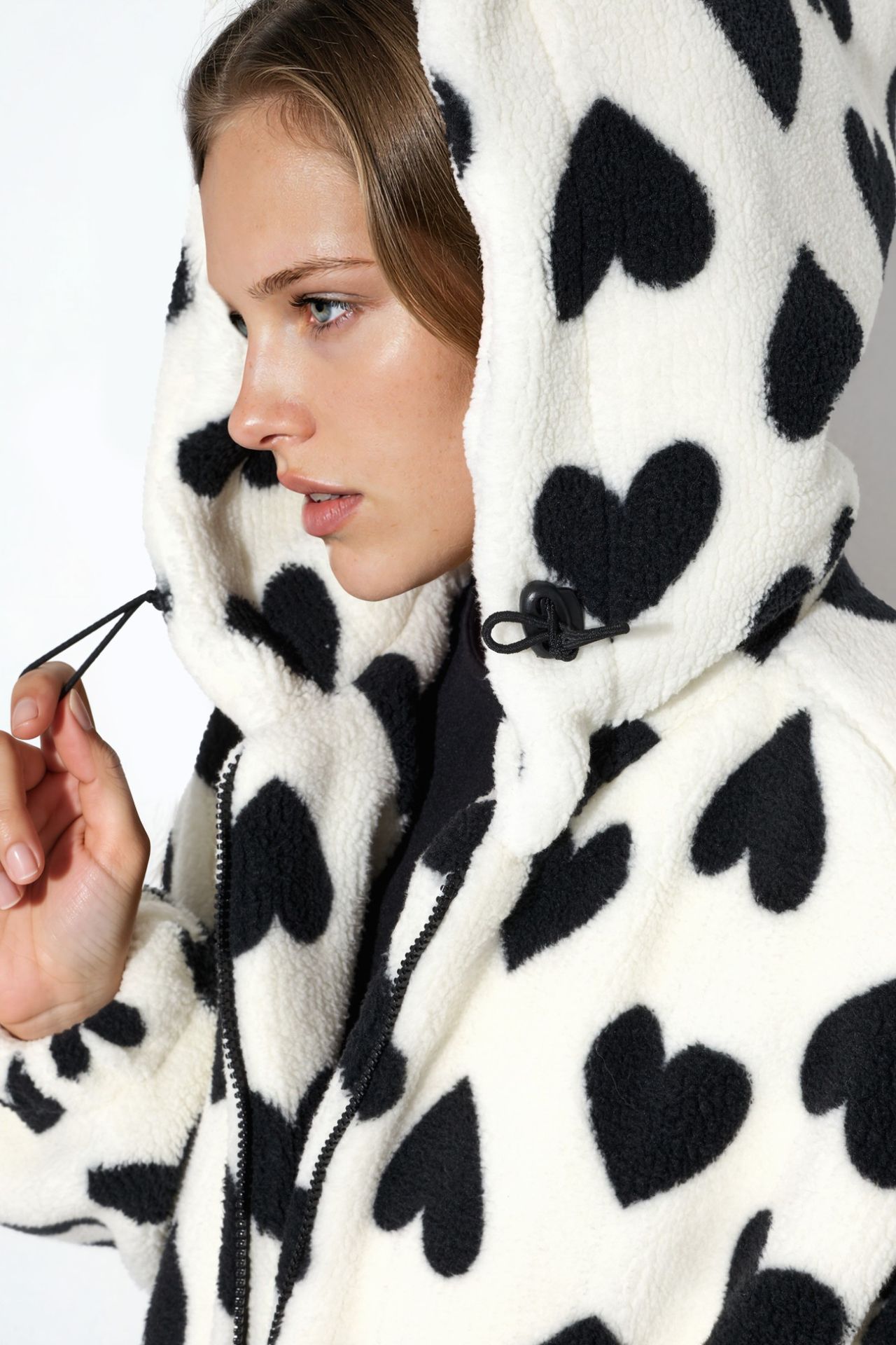Heart Patterned Sherpa Jacket 4