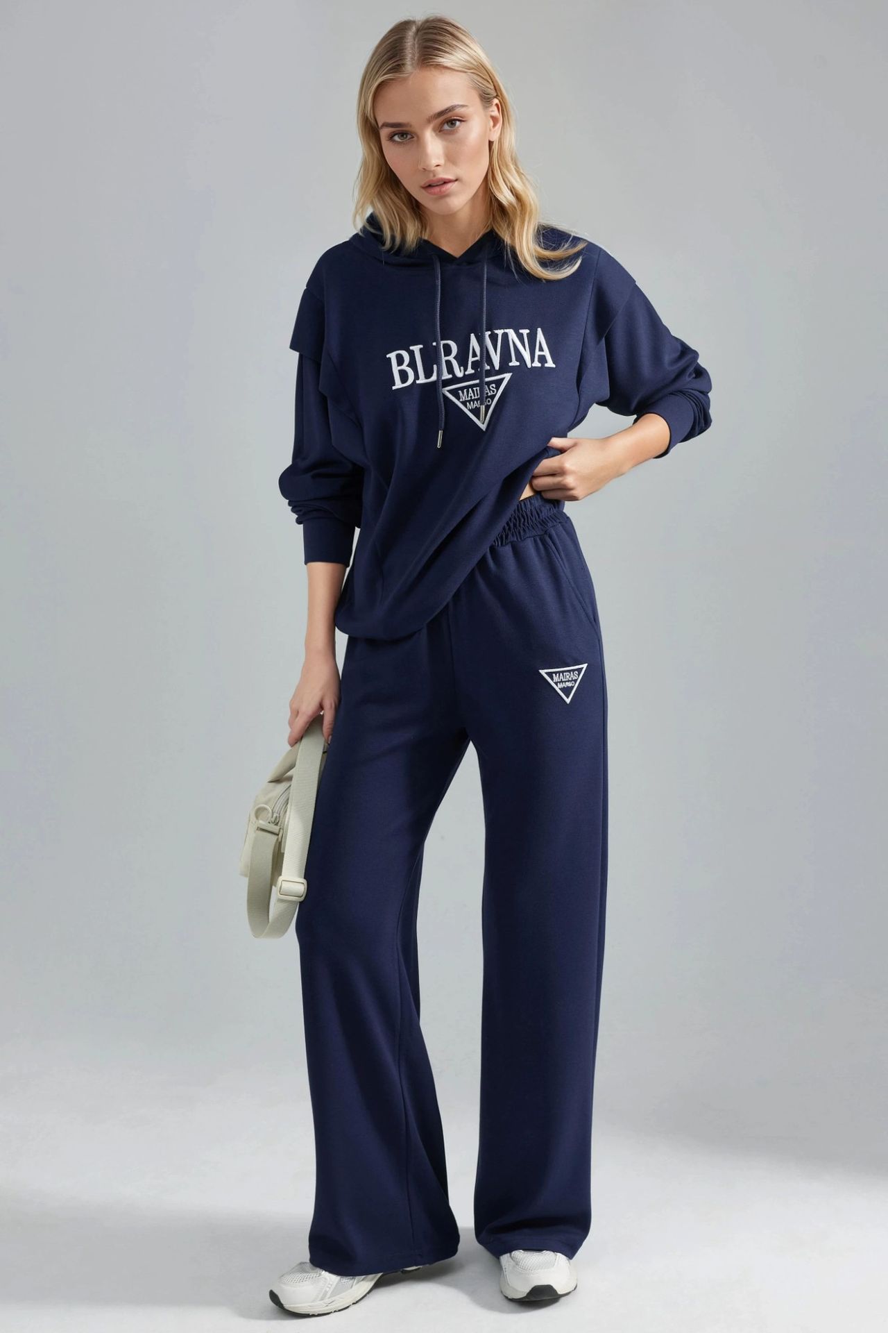 Modal Touch Embroidered Hooded Two-Piece Set Bersan Collection 1