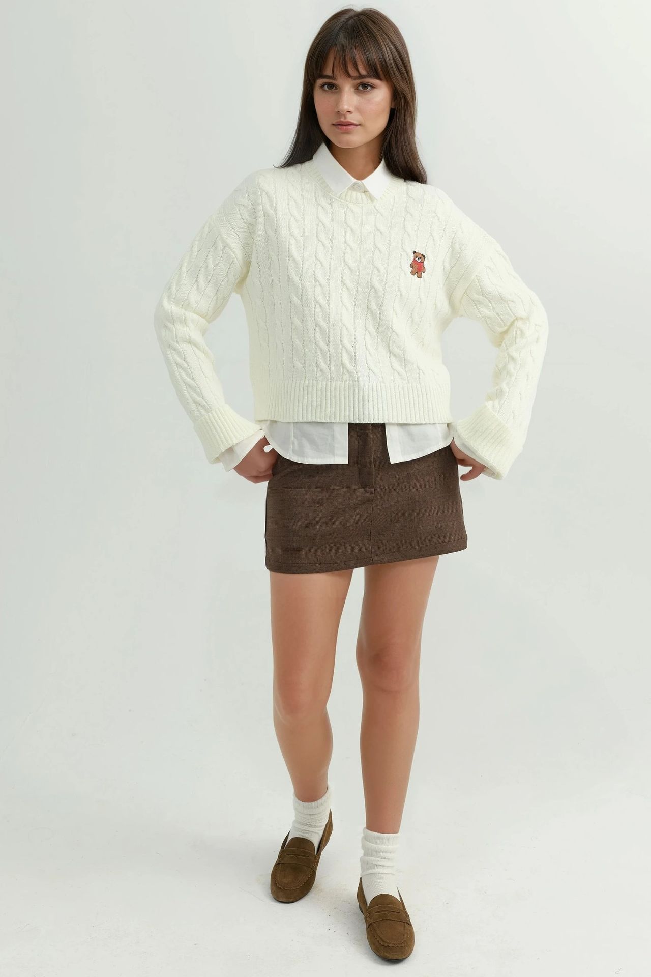Hair Braid Knit Sweater with Embroidery 5