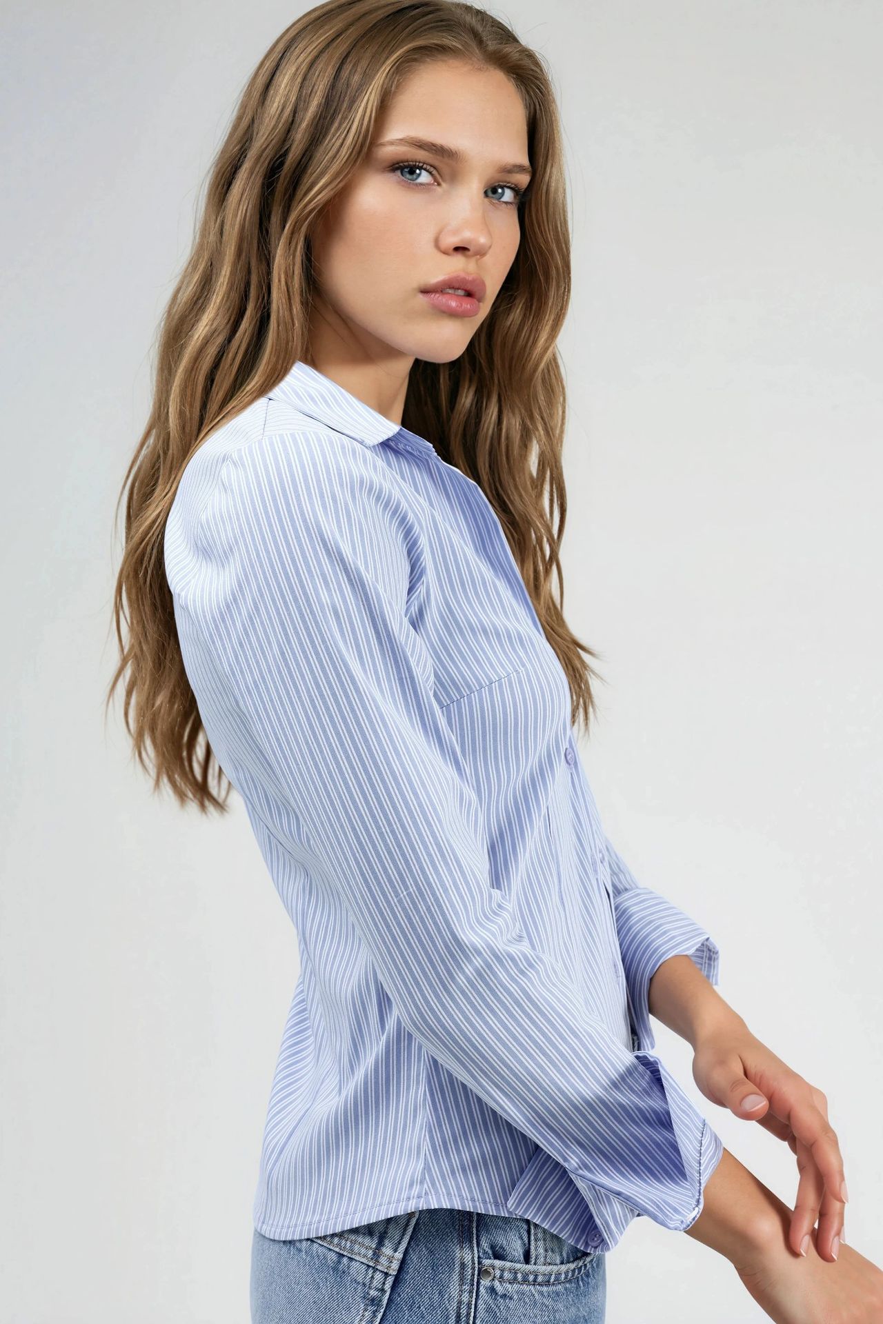 Fitted Striped Basic Shirt 5