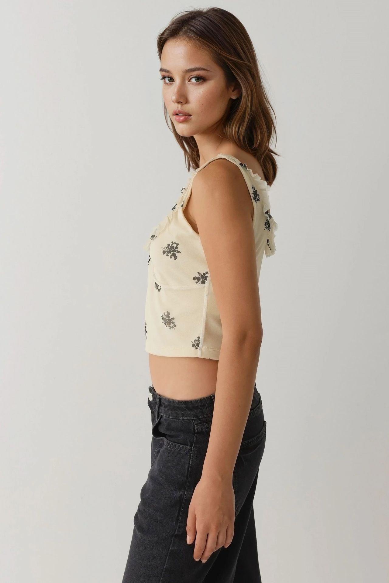 U Collar Printed Crop Tank Top 6