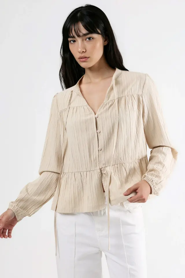 Long Sleeve Tippet Collar Blouse
