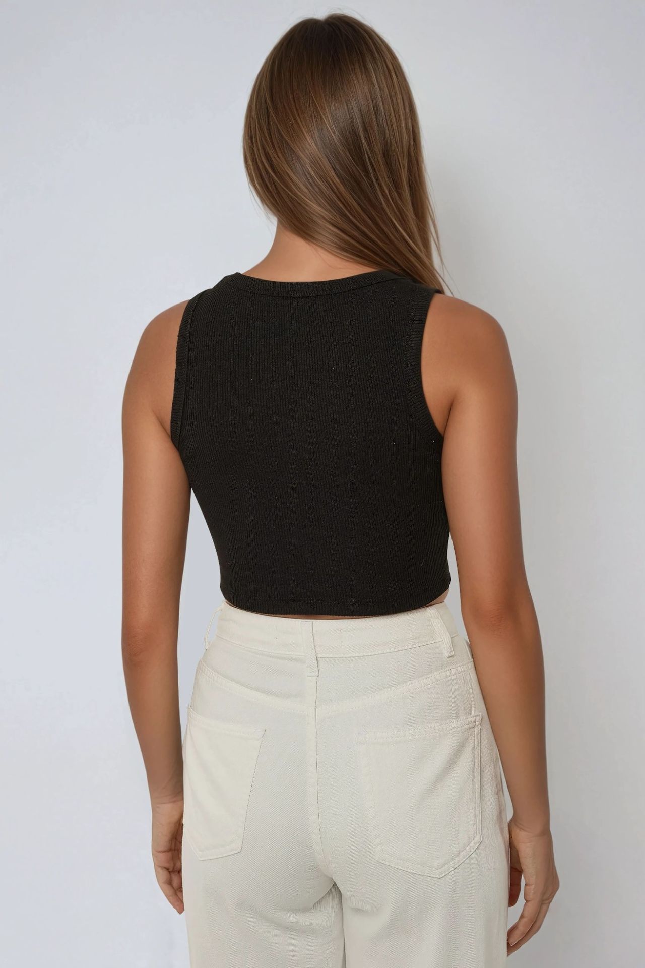 Halter Neck Knitted Crop Tank Top