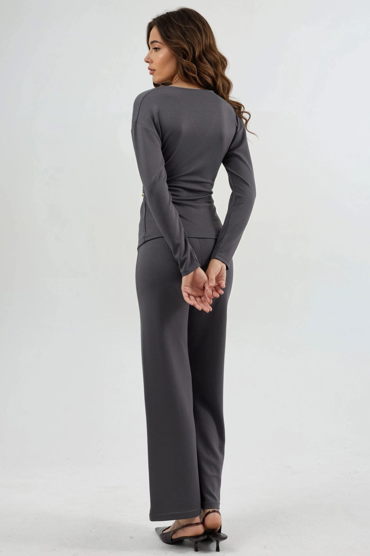 Accessory Detail Blouse & Pants Two-Piece Set Bersan Collection 3