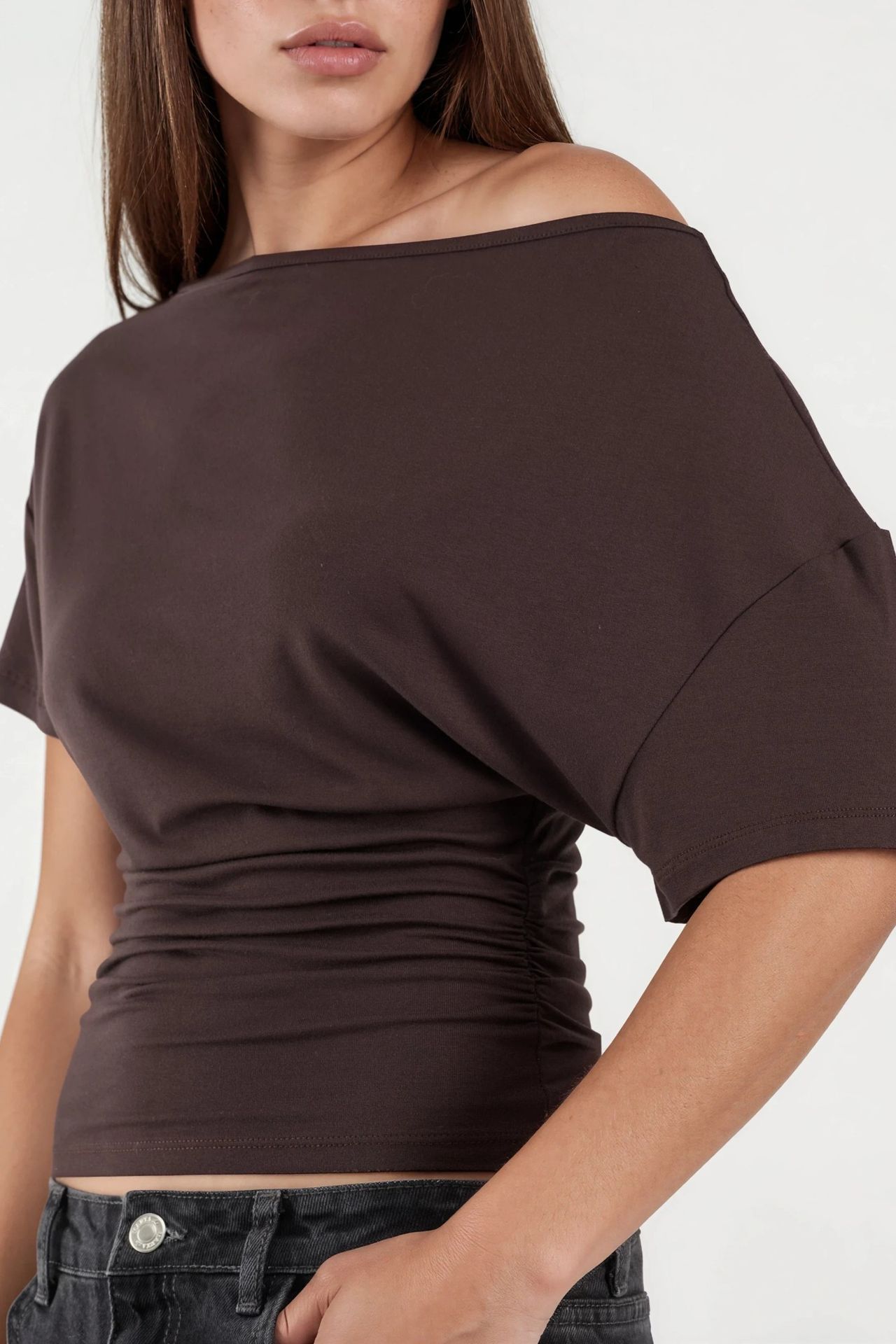 Asymmetrical Neck Soft Viscose Knit Top 6