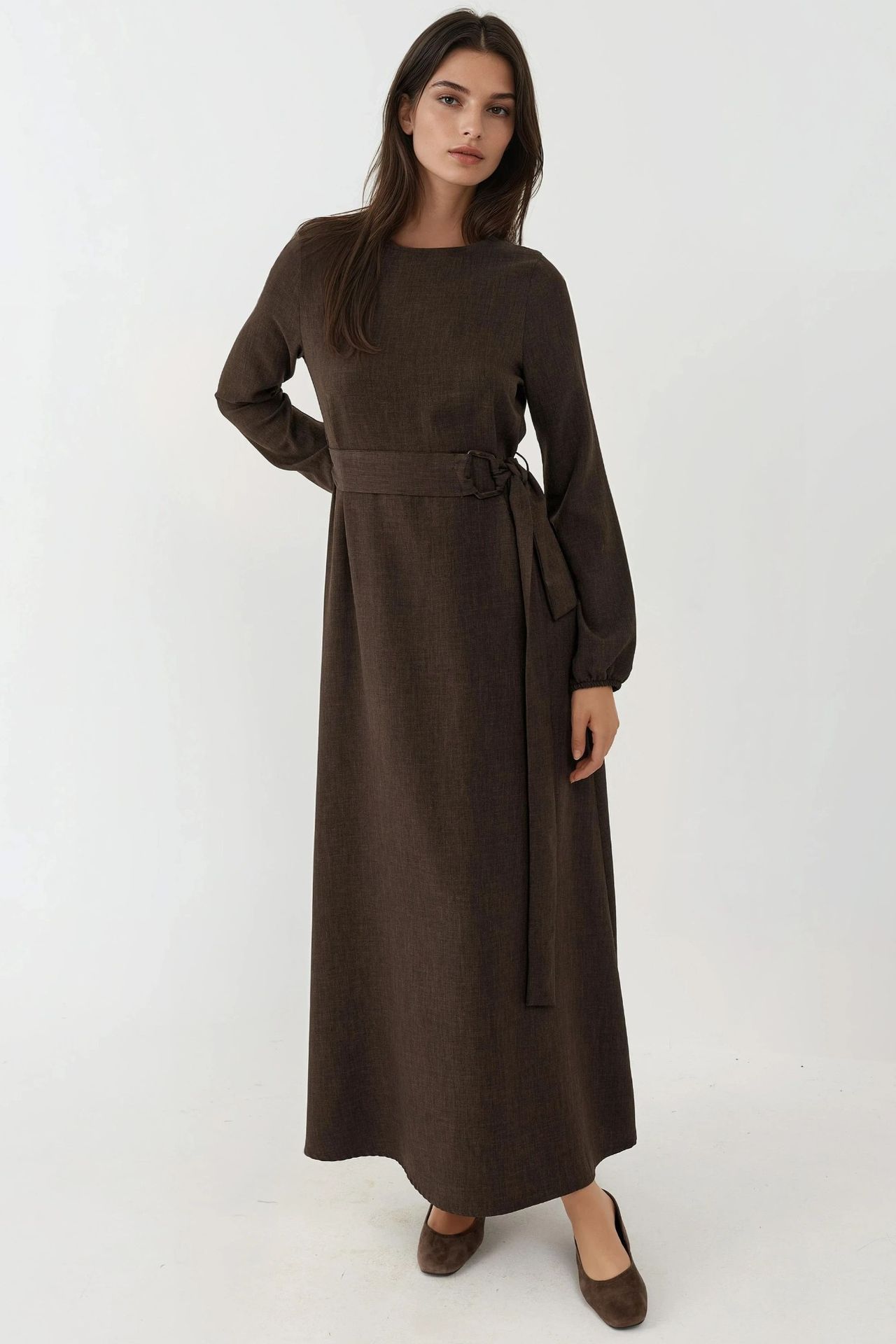 Long Sleeve Maxi Dress Arched Detail
