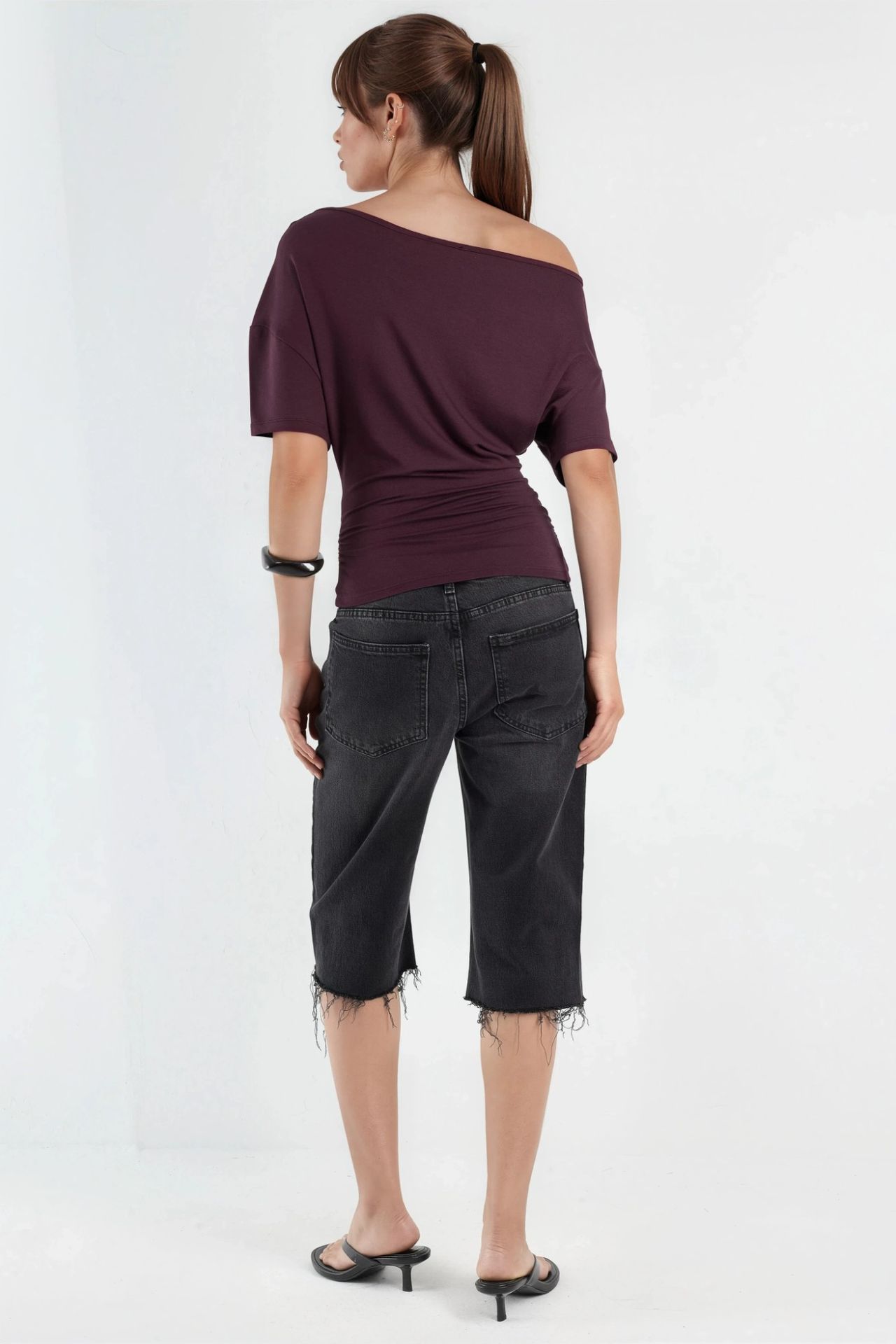 Asymmetrical Neck Soft Viscose Knit Top 3