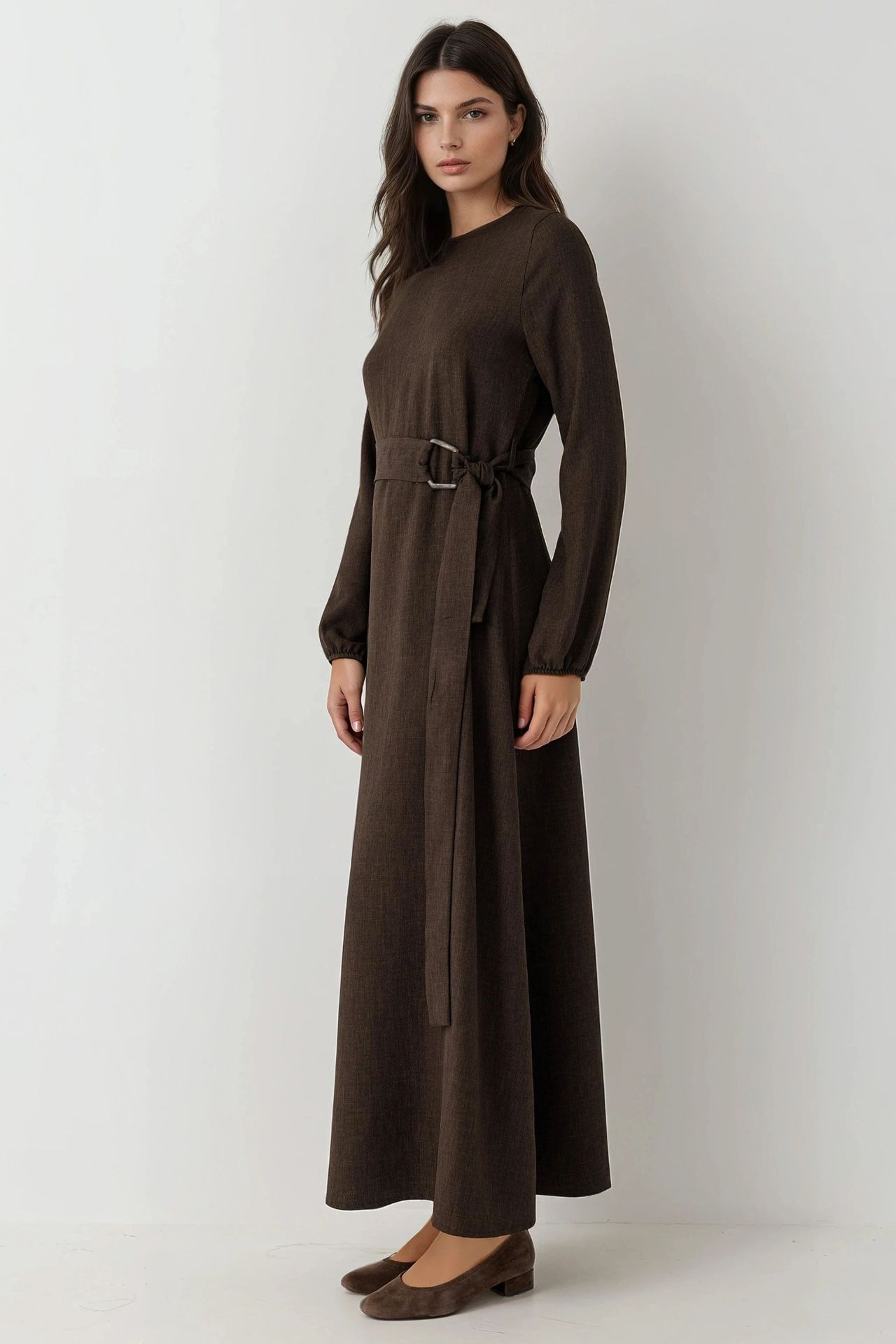 Long Sleeve Maxi Dress Arched Detail