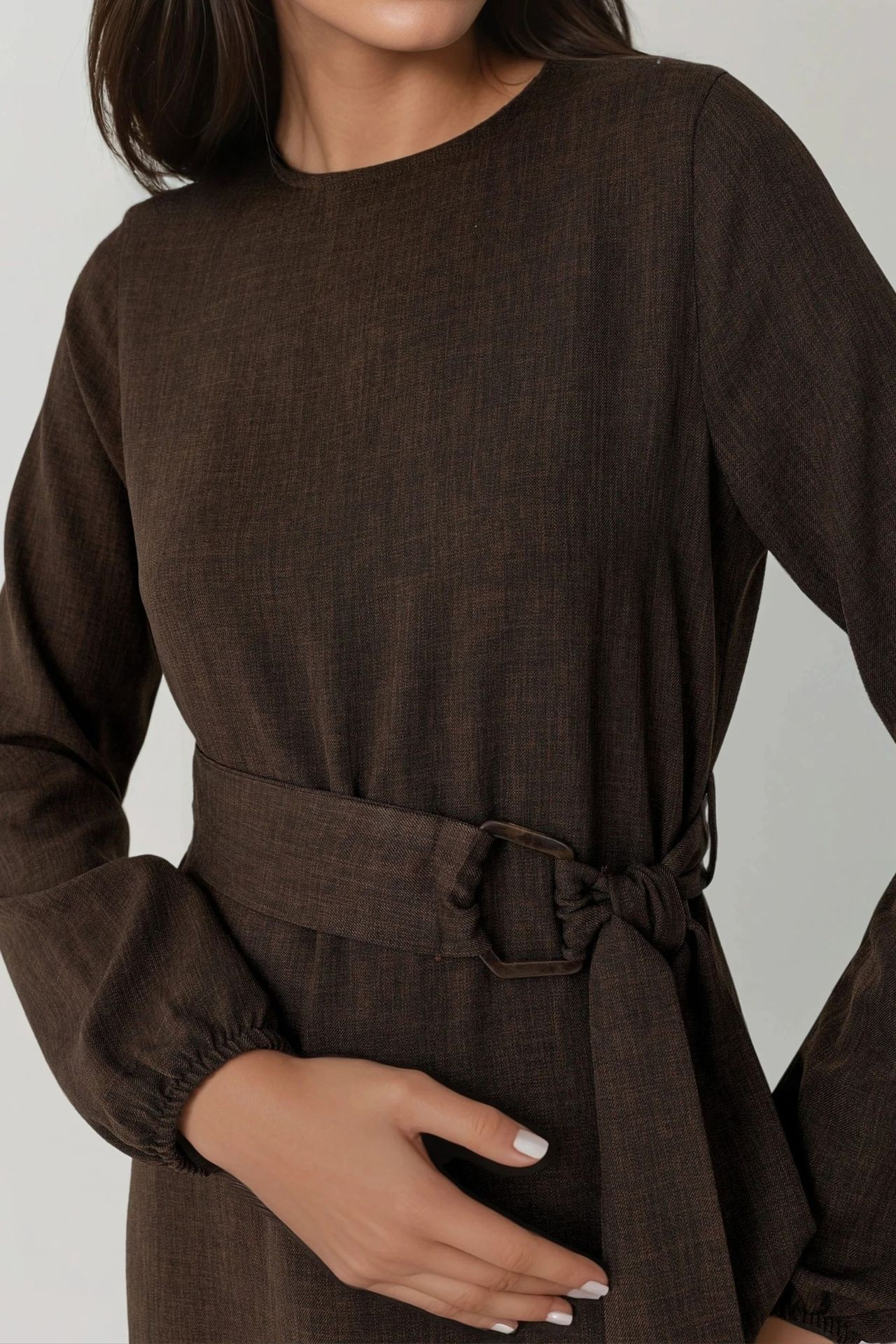 Long Sleeve Maxi Dress Arched Detail