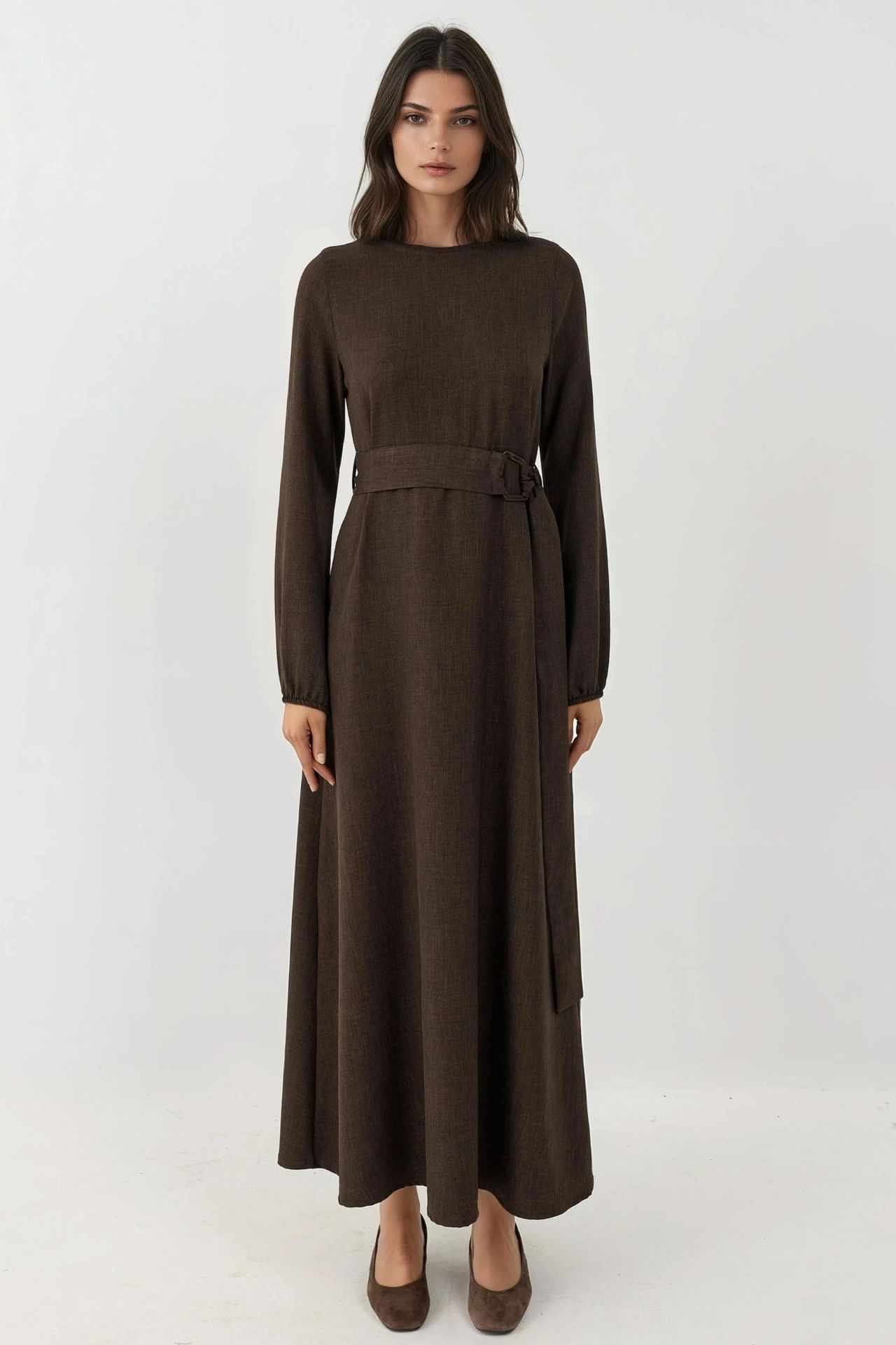Long Sleeve Maxi Dress Arched Detail