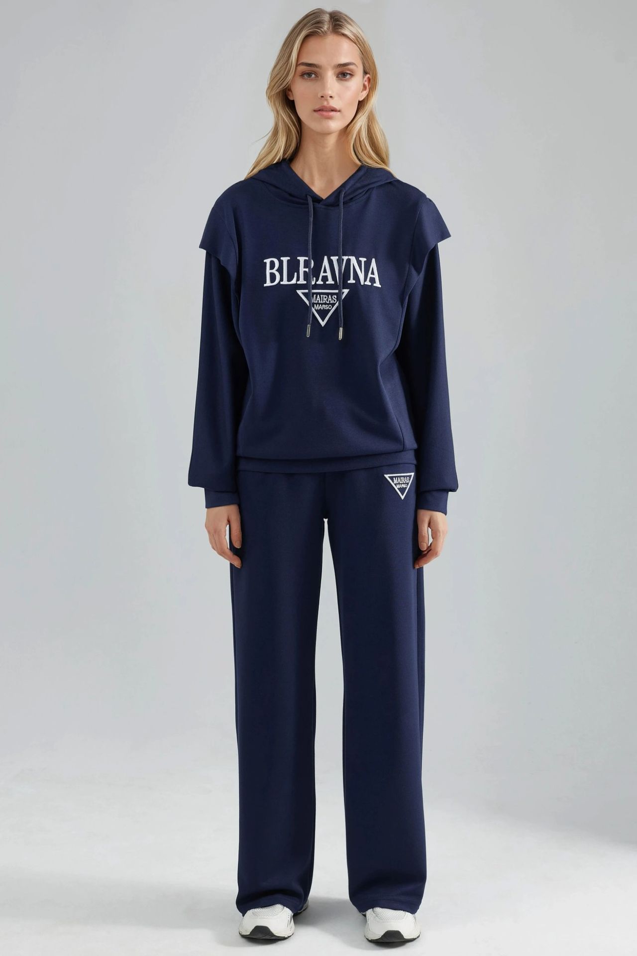 Modal Touch Embroidered Hooded Two-Piece Set Bersan Collection 8