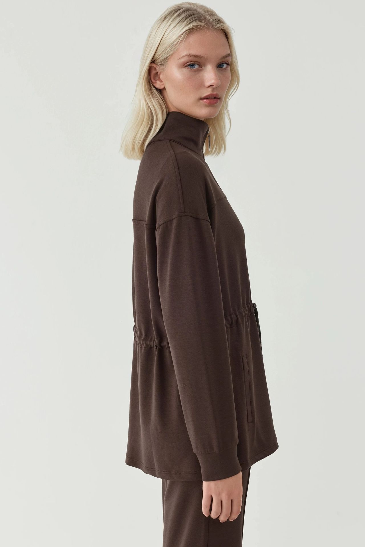 Modal Touch Long Jacket with Adjustable Waist 3