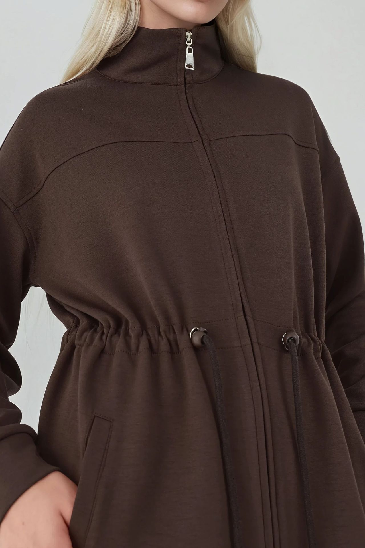 Modal Touch Long Jacket with Adjustable Waist 4