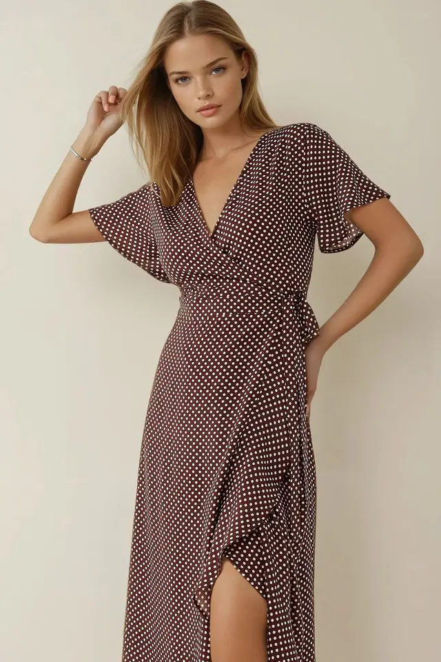 V-Neck Printed Viscose Maxi Dress
