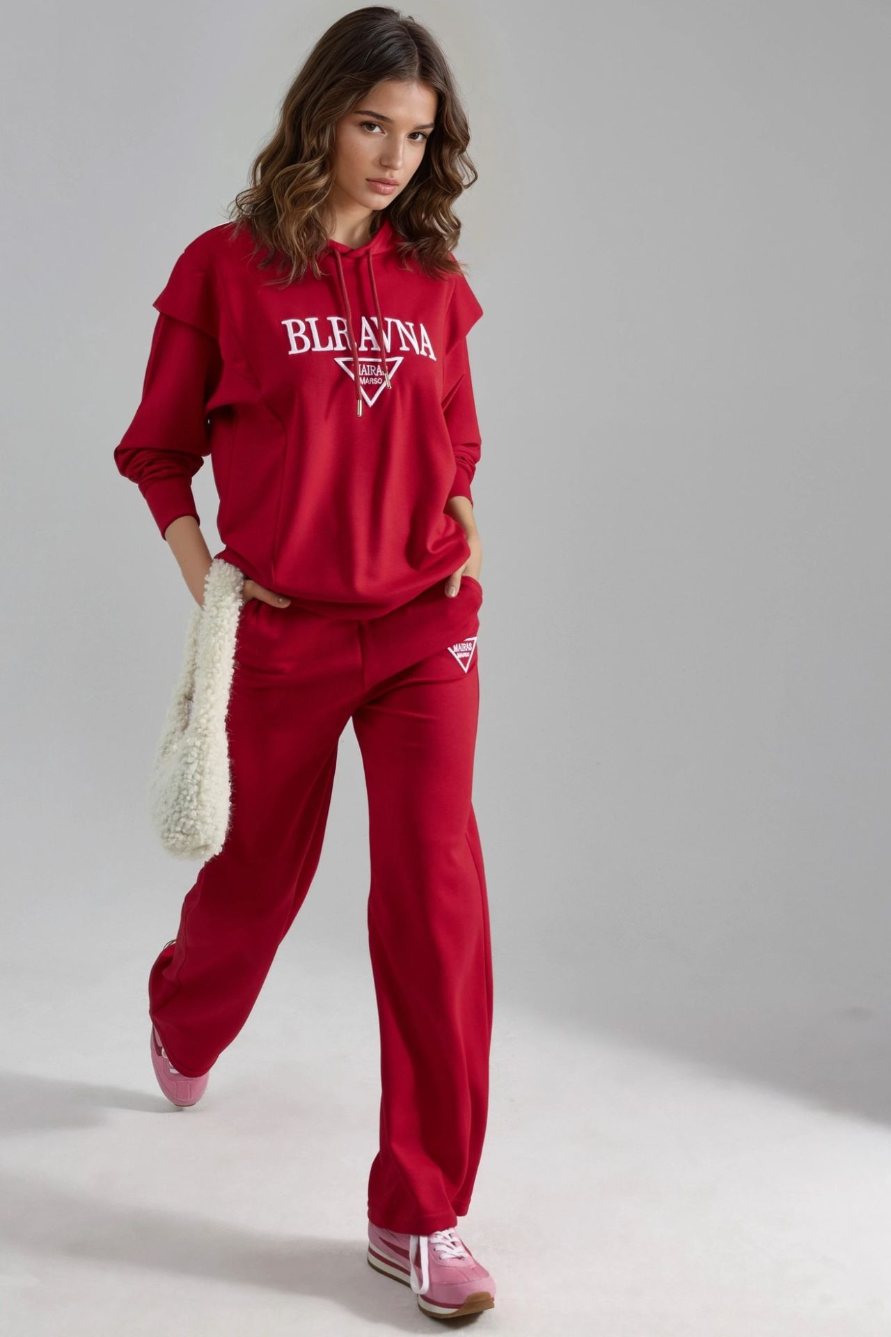 Modal Touch Embroidered Hooded Two-Piece Set Bersan Collection 4