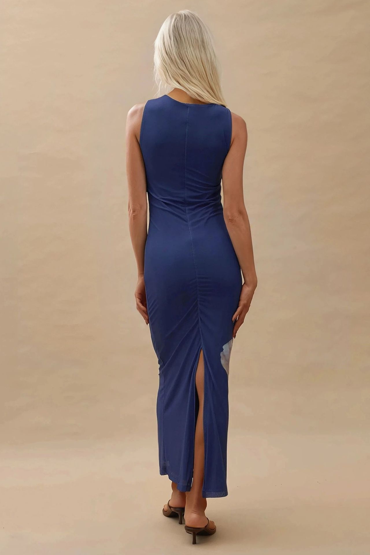 Flowering Crew Neck Bodycon Dress