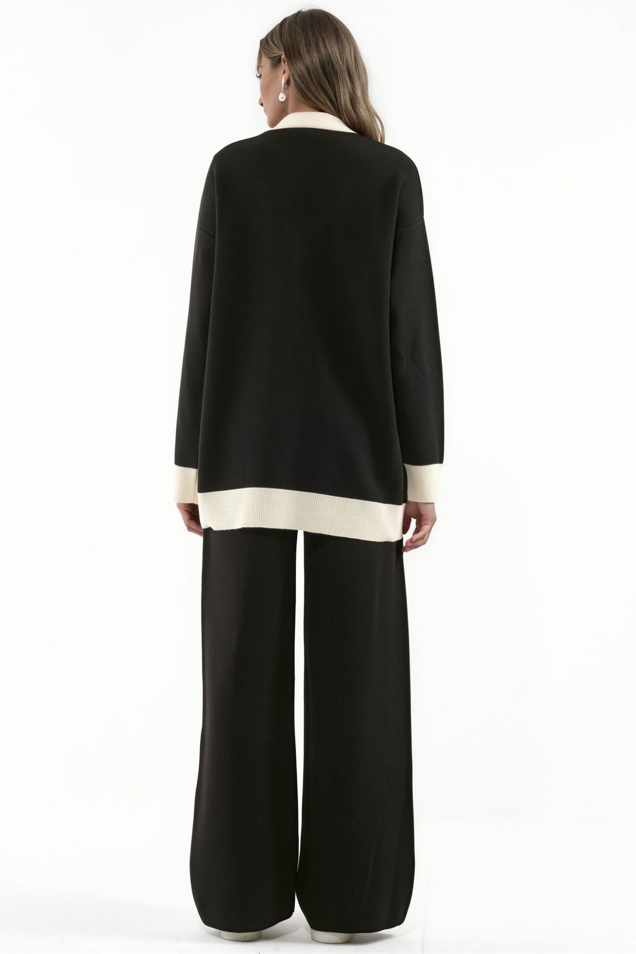 Buttoned Cardigan & Textured High Waist Knit Pants Co-Ord Set 3