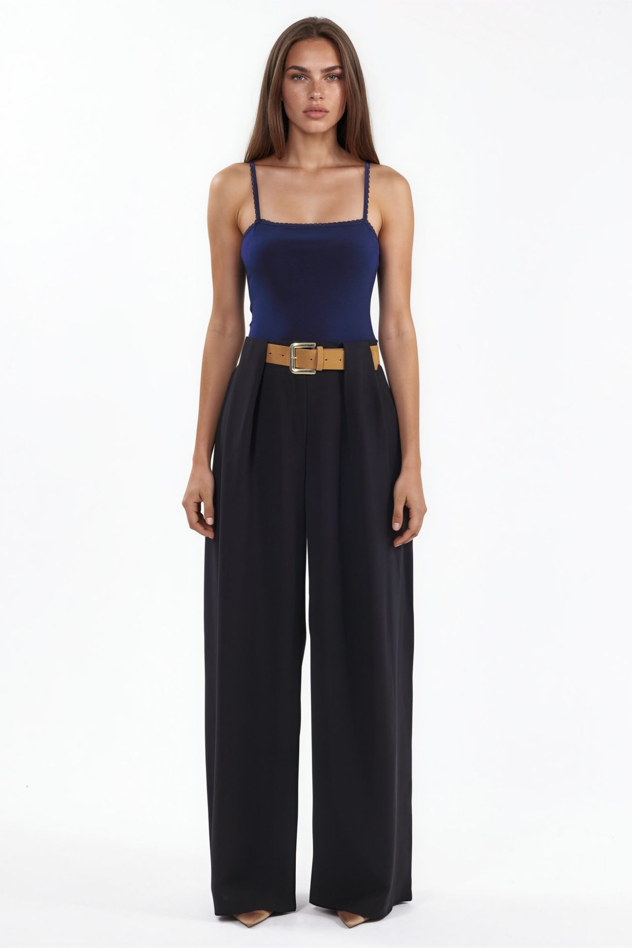 High Waist Palazzo Belted Pants