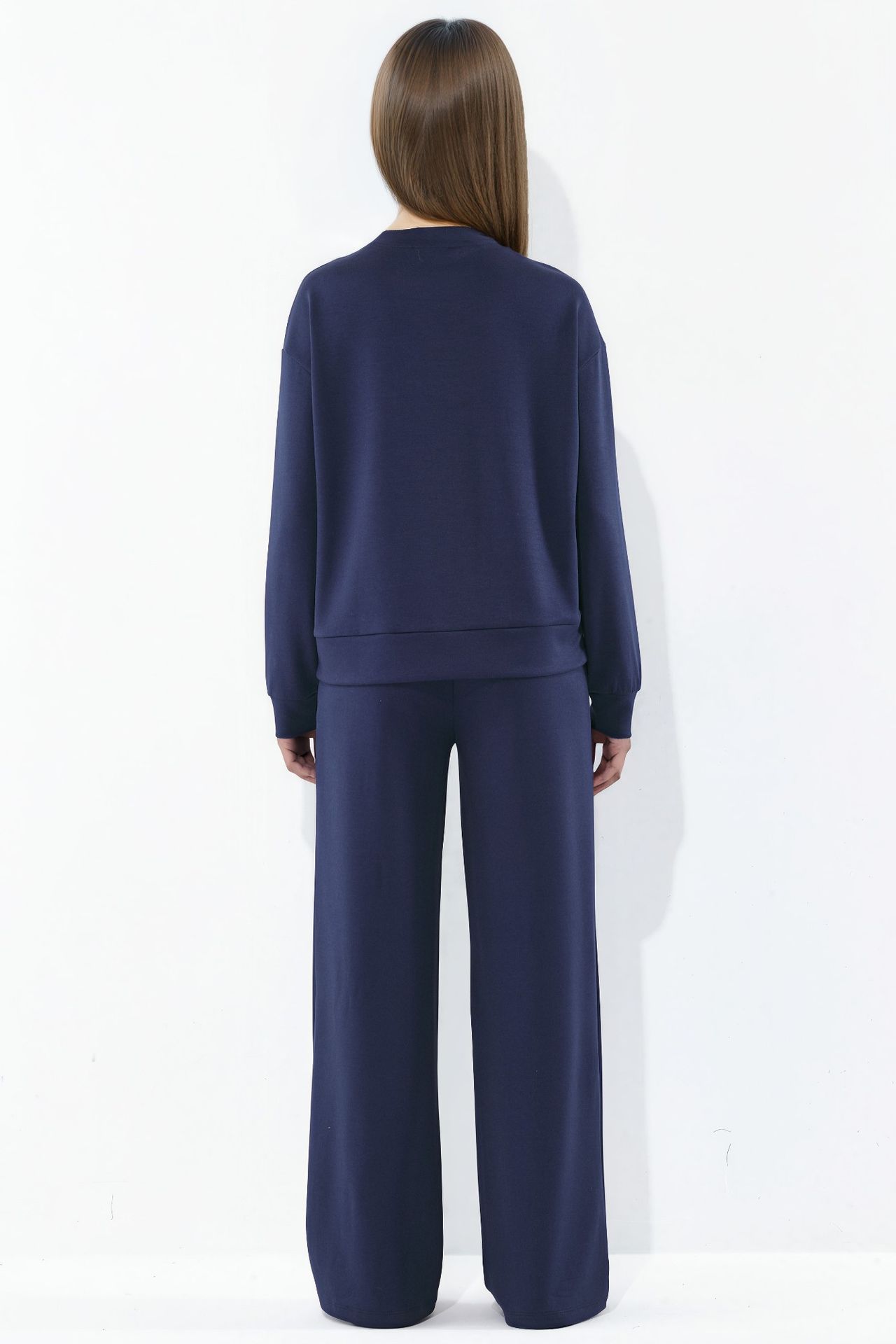 Modal Touch Basic Sweatshirt & Wide Leg Pants Two-Piece Coord Set 7