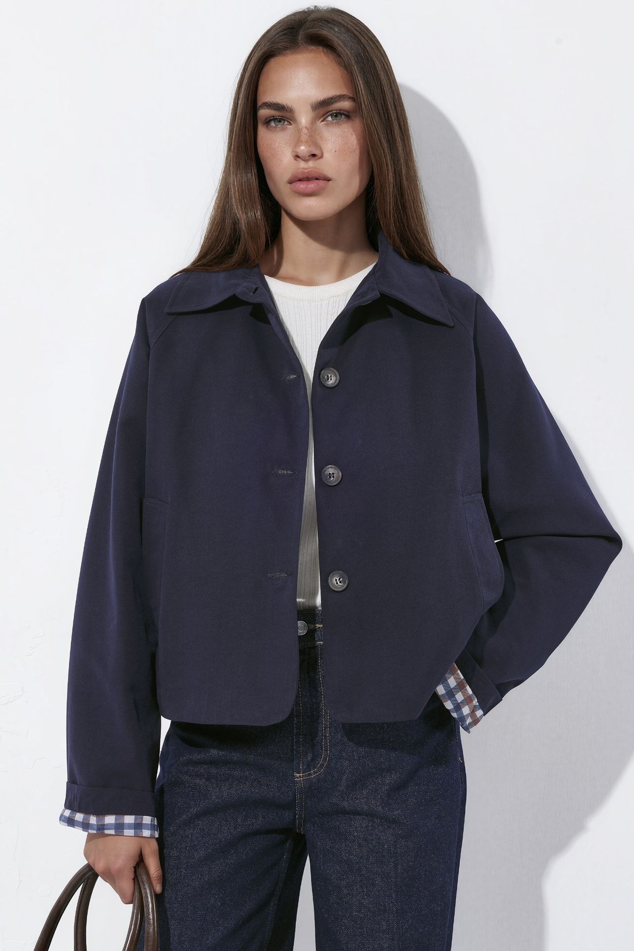 Buttoned Jacket with Plaid Lining 1