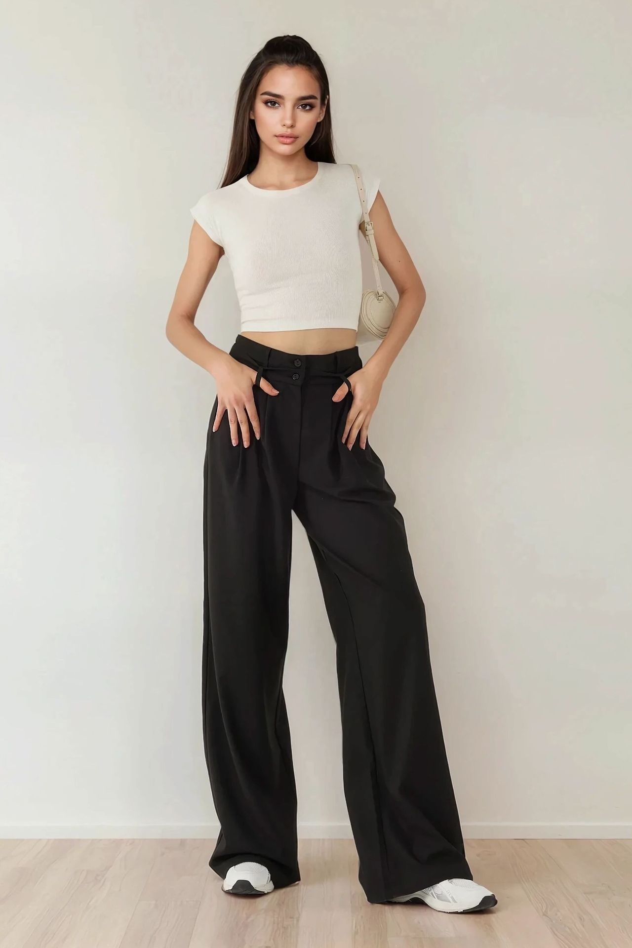 High Waist Pleated Palazzo Pants