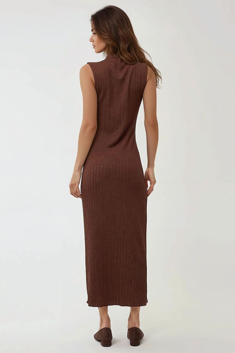 Textured Halter Collar Bodycon Maxi Dress
